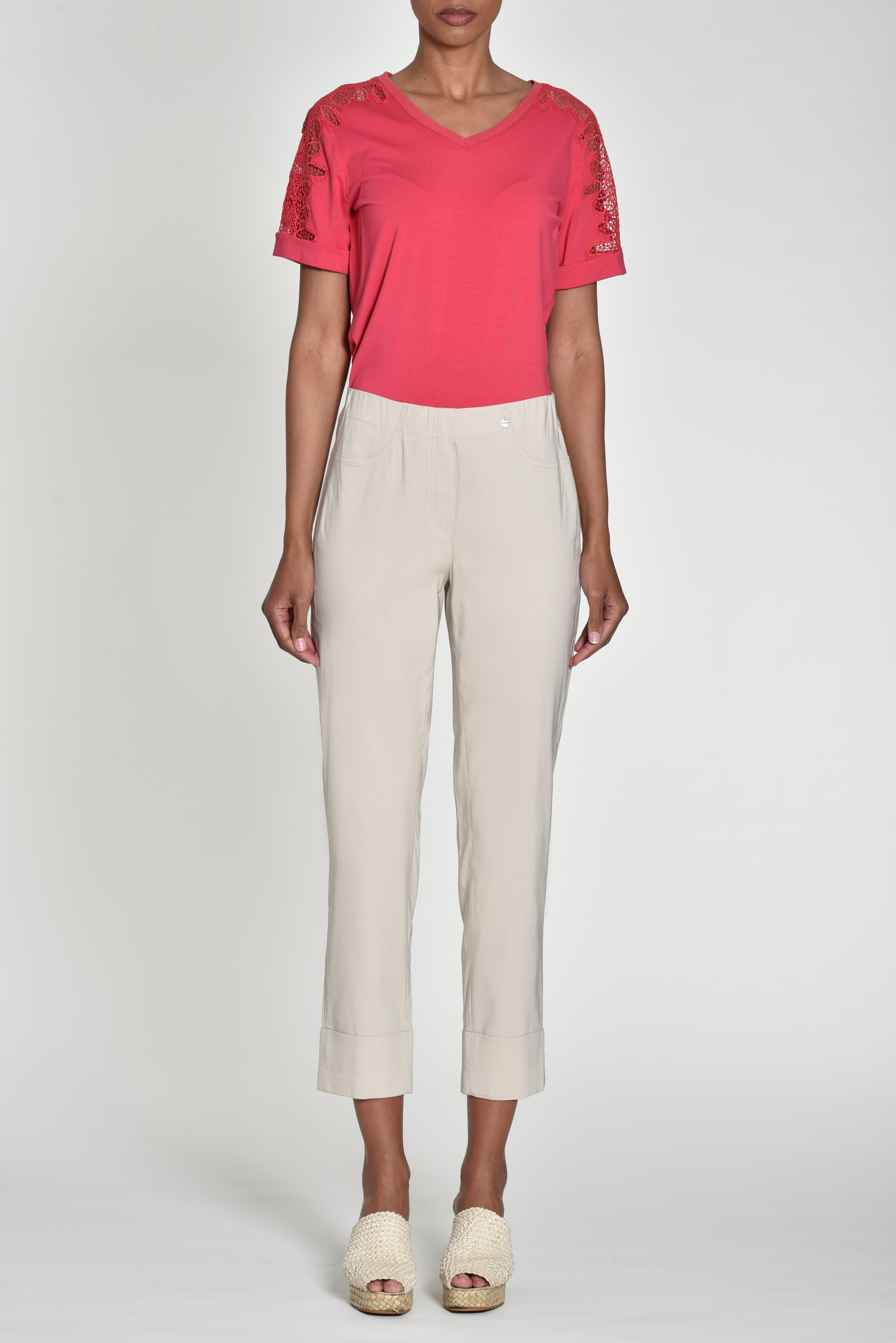 Bella 09 Beige Cuff Trousers - 51568