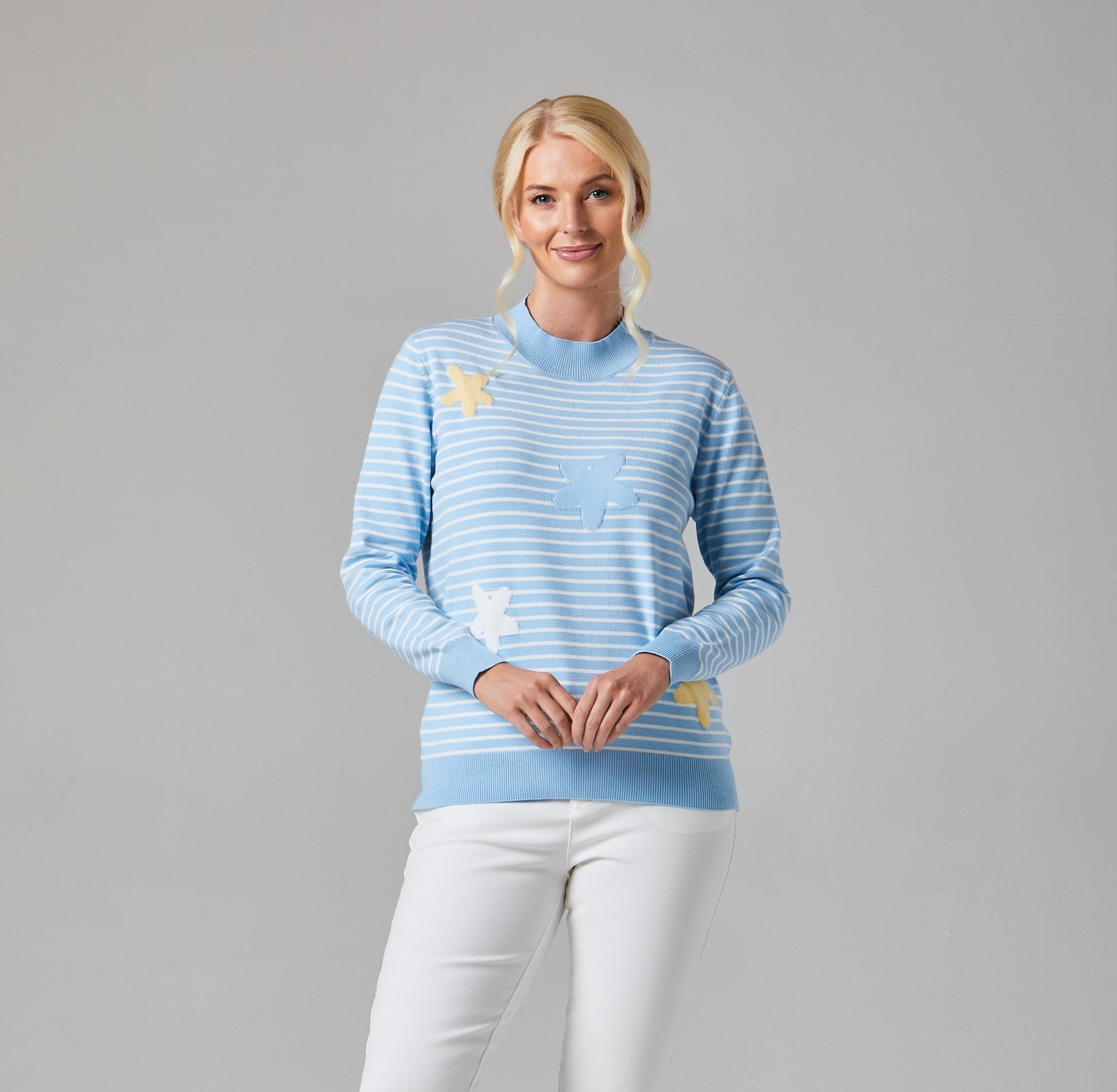 Petula Sky/White Pullover - S510