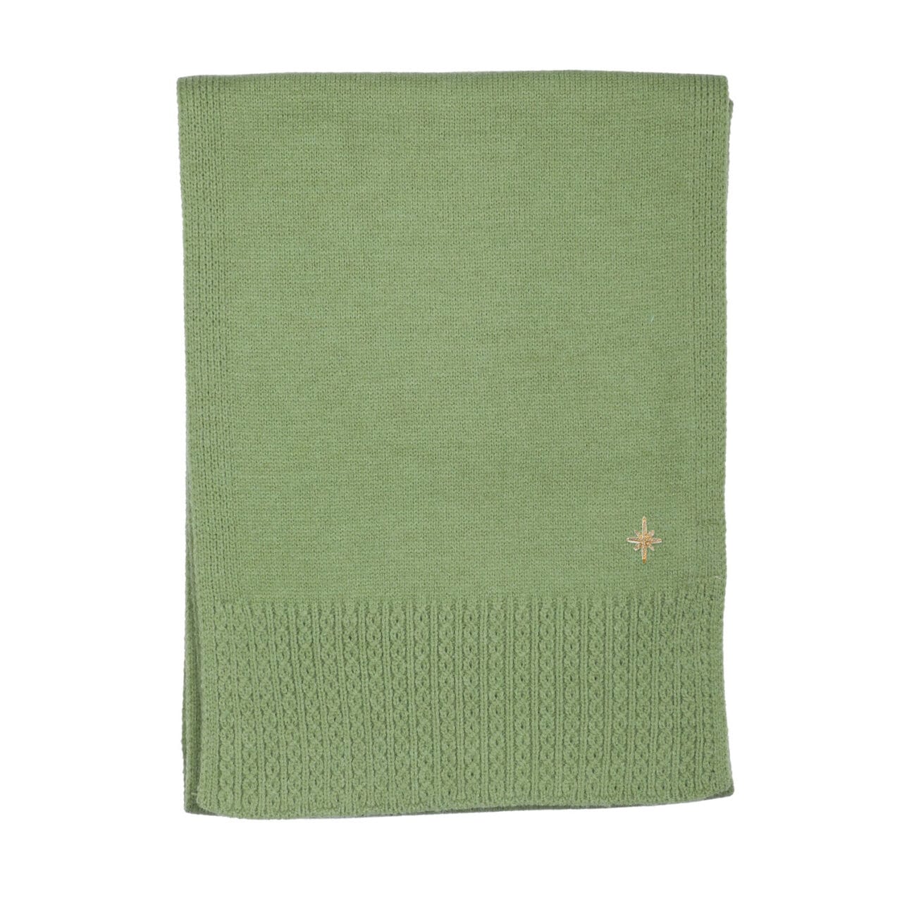 Green Cable Detail Scarf - 1055708