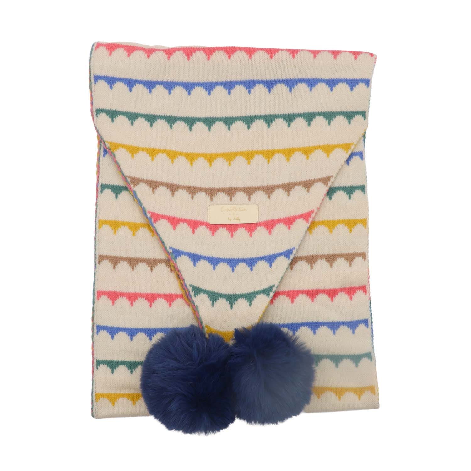 Blue Pom Pom Wave Scarf - 1061002