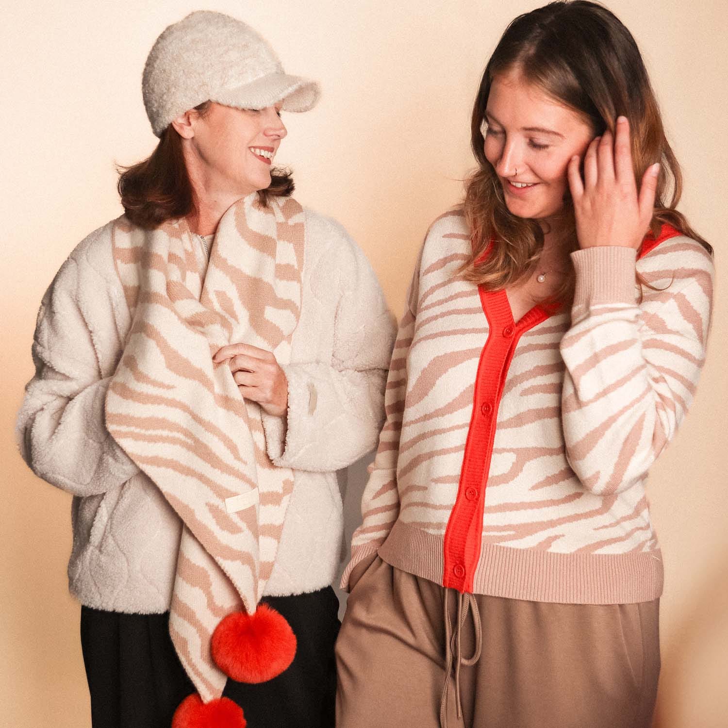 Pom Pom Cream Zebra Scarf - 1061115