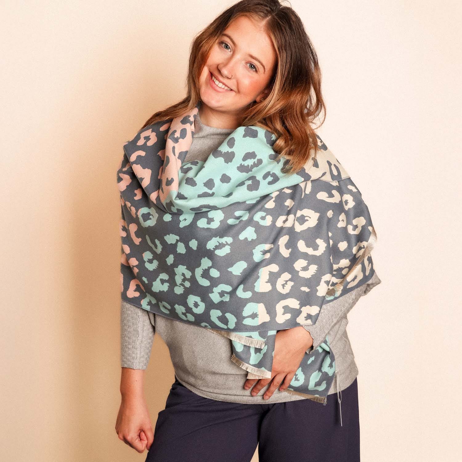 Blue Animal Print Scarf - 1063502