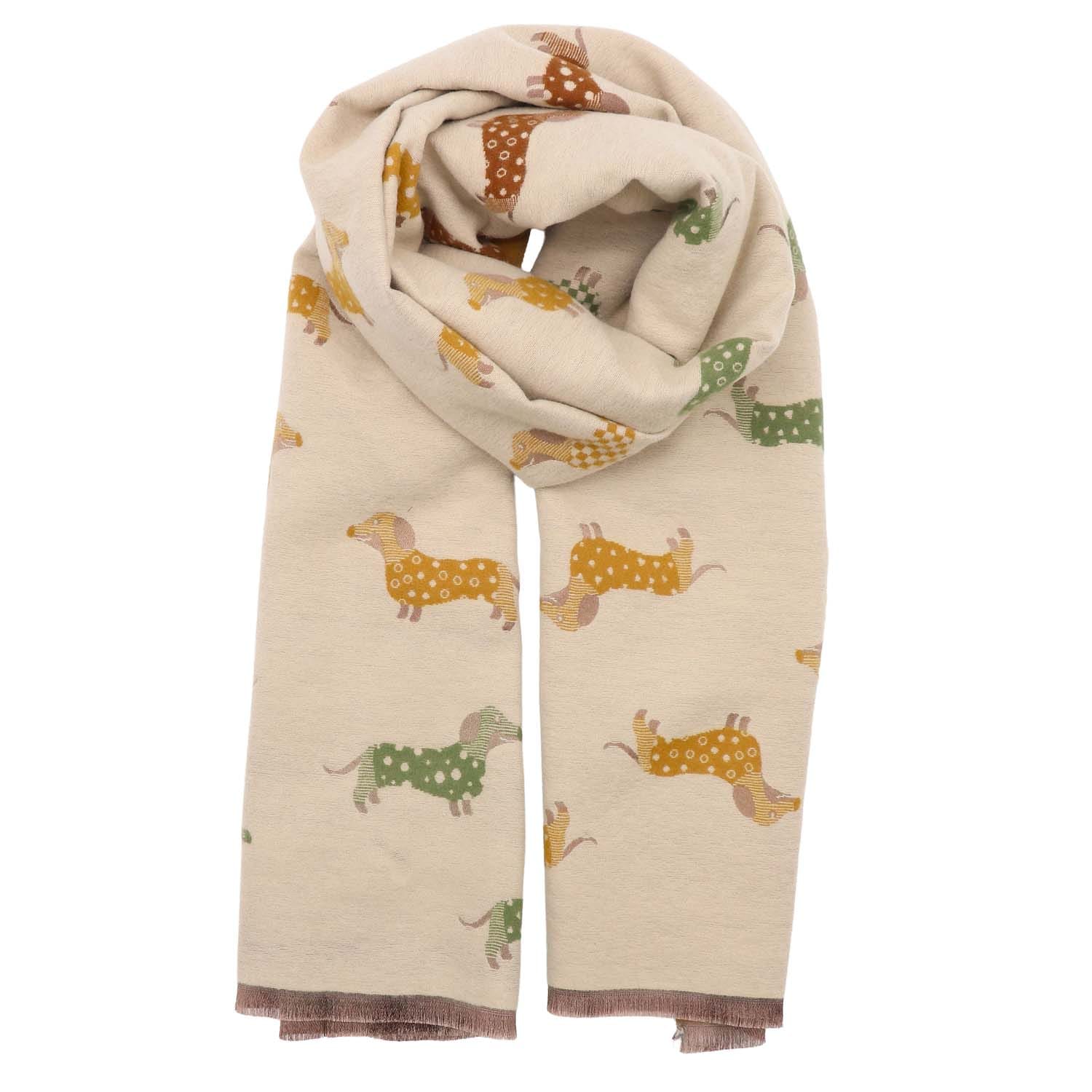 Cream Dachshund Winter Scarf - 1064605