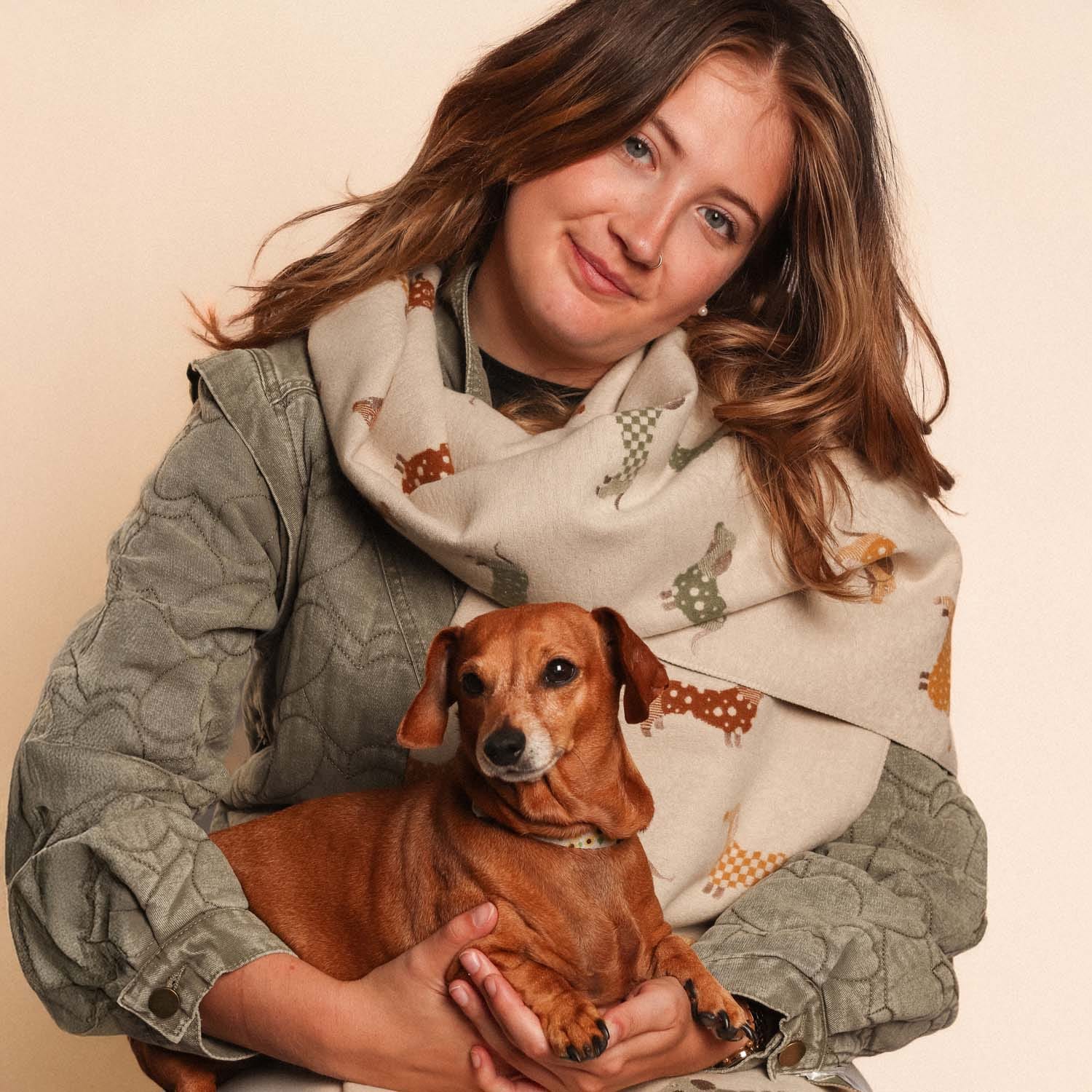 Cream Dachshund Winter Scarf - 1064605