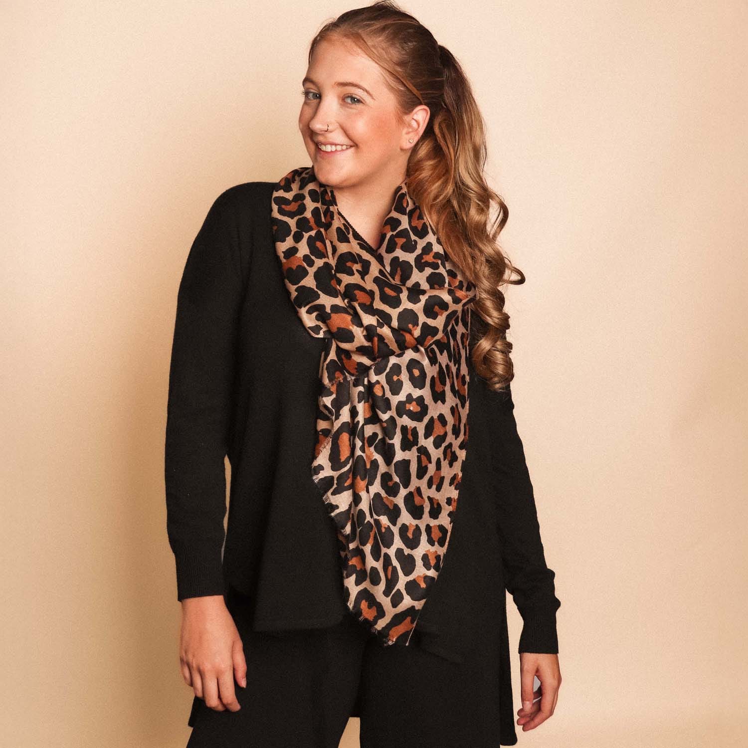Brown Animal Print Scarf - 1065203