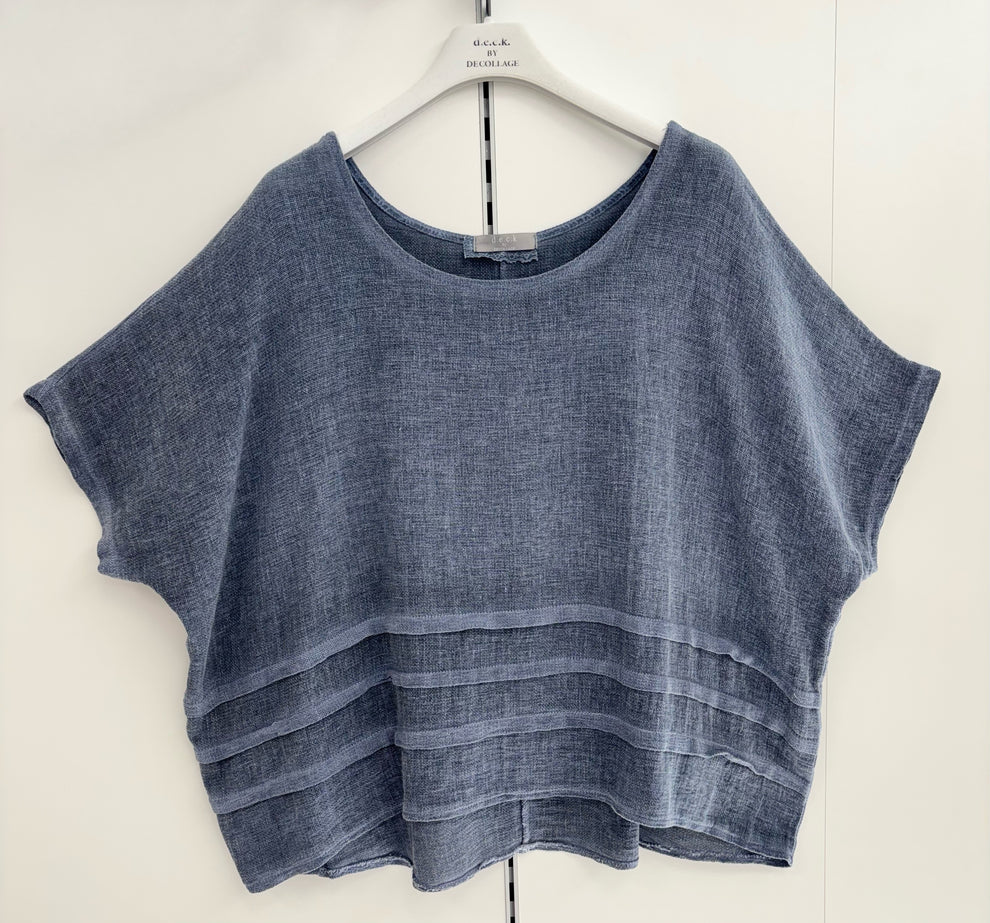 Jeans Blue Pleat Hem Top - 10721