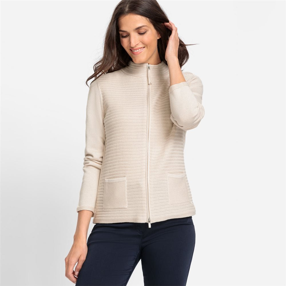 Canvas Beige Zip Cardigan - 11000050