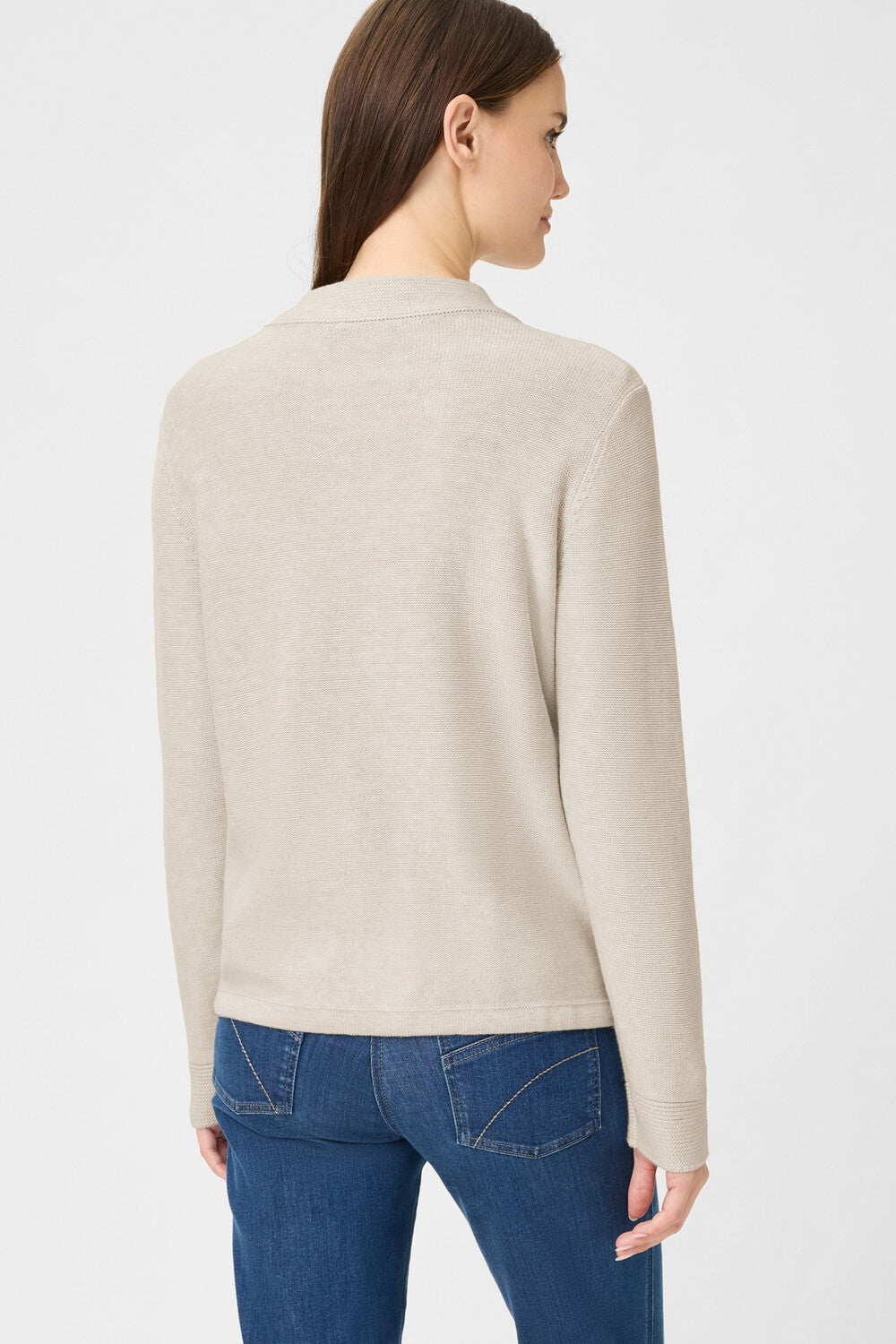 Almond Beige Zip Cardigan - 11000601
