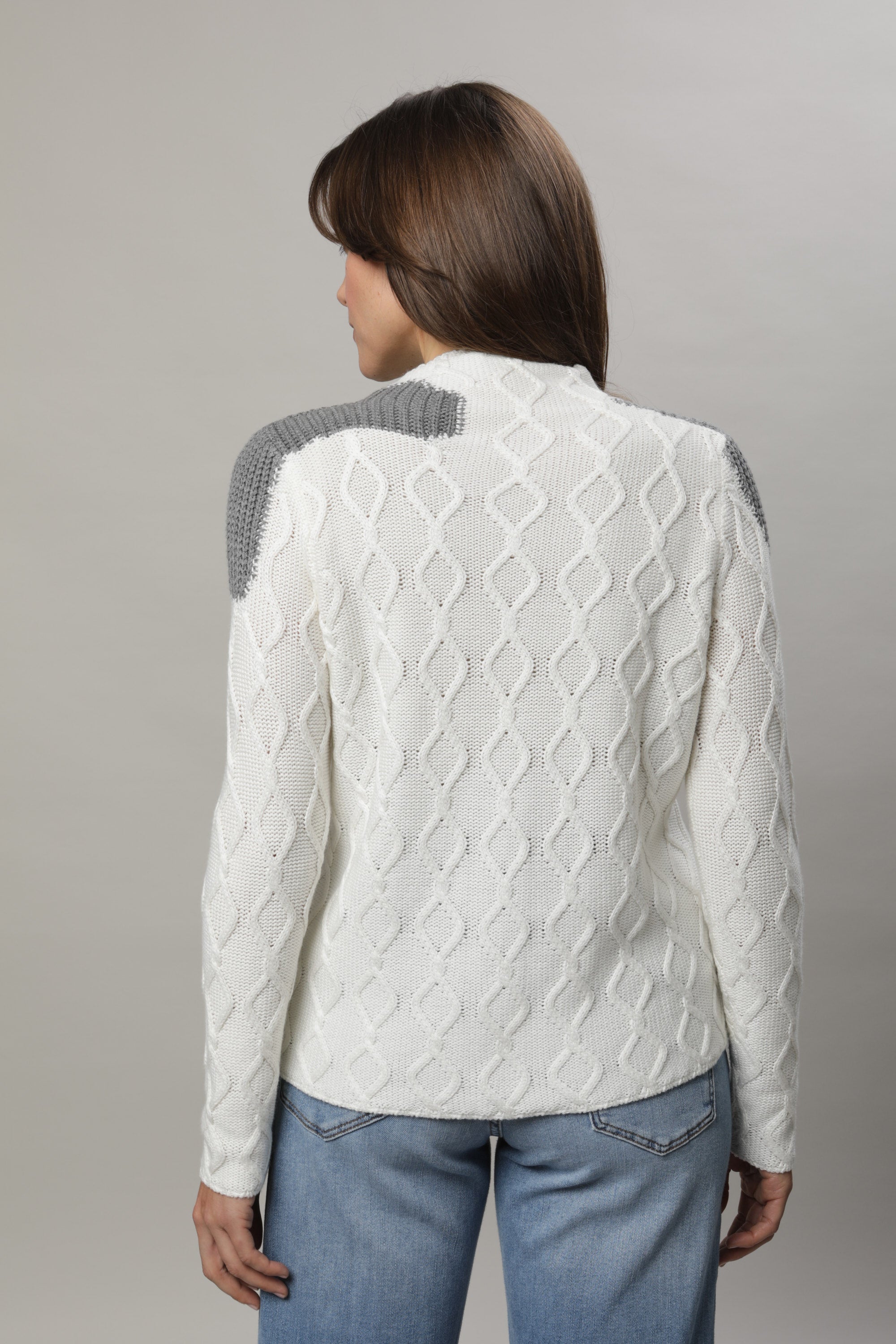 Ecru & Grey Design Jumper - 11034