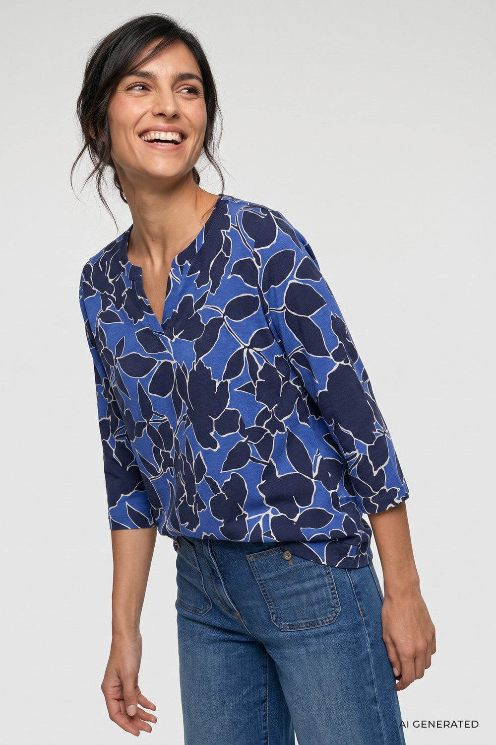 Cobalt Blue Pattern Top - 11105491