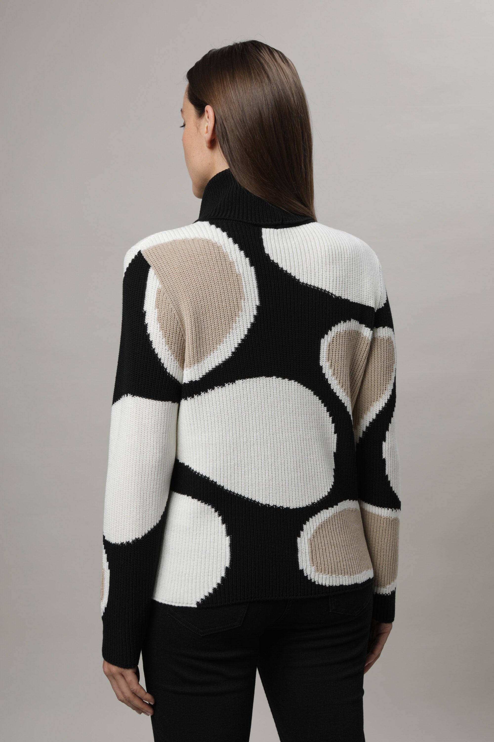 Black Abstract Design Roll Neck - 11131