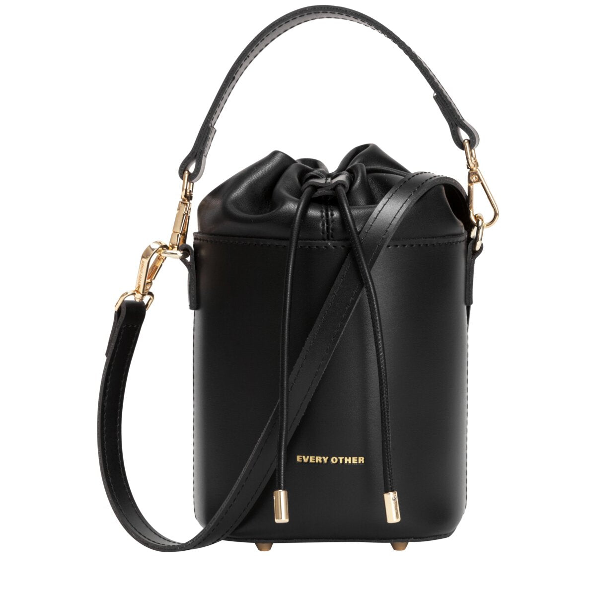 Black Drawstring Top Cylinder Bag 12034