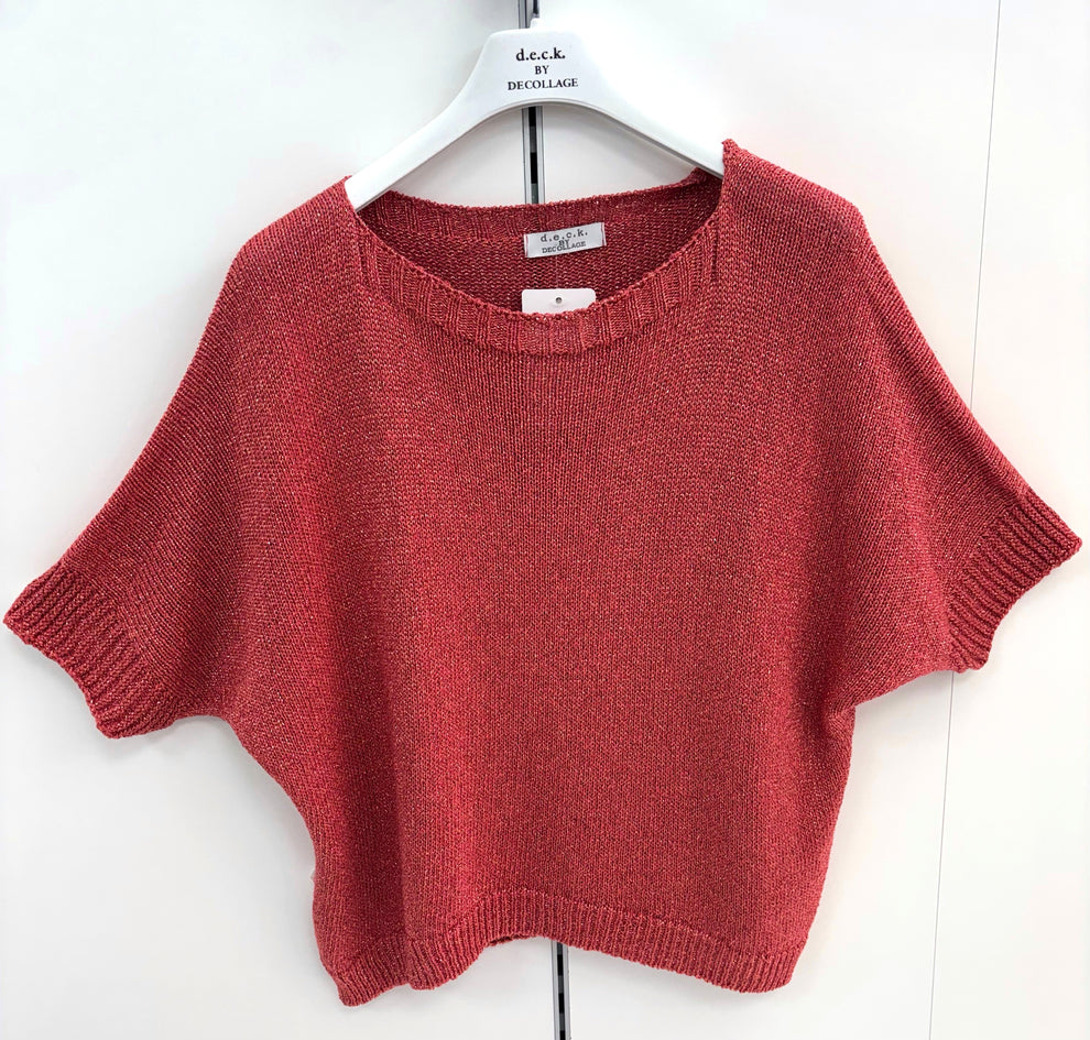 Coral Lurex Knit Top - 1276-01