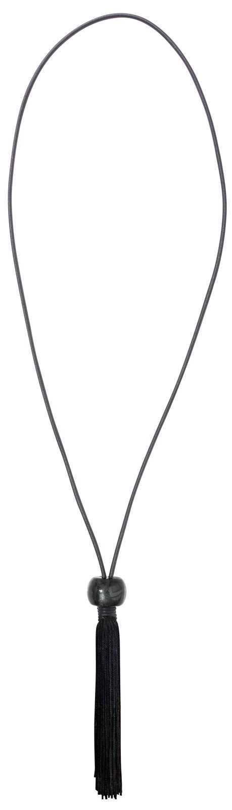 Anthracite Tone Cord Tassel Necklace