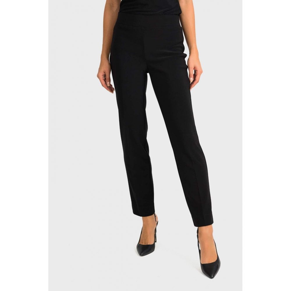 Straight Leg  Rear Split Hem Black Trouser