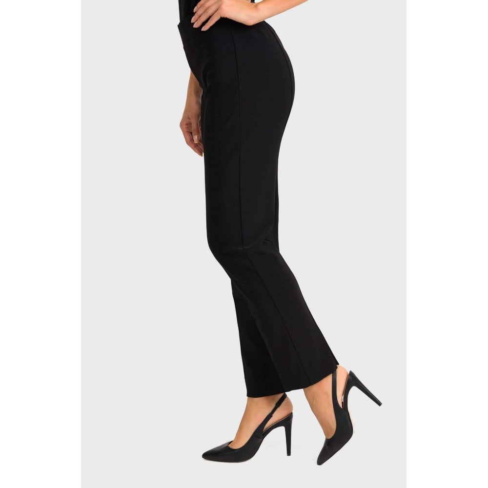 Straight Leg  Rear Split Hem Black Trouser