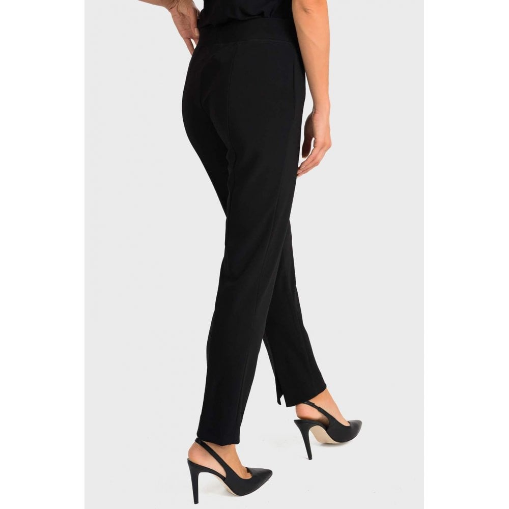 Straight Leg  Rear Split Hem Black Trouser