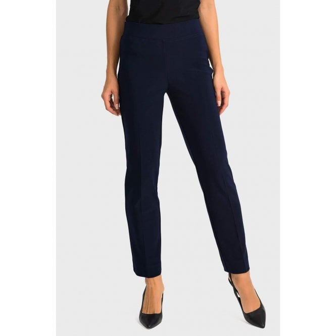Straight Leg  Rear Split Hem Navy Trouser