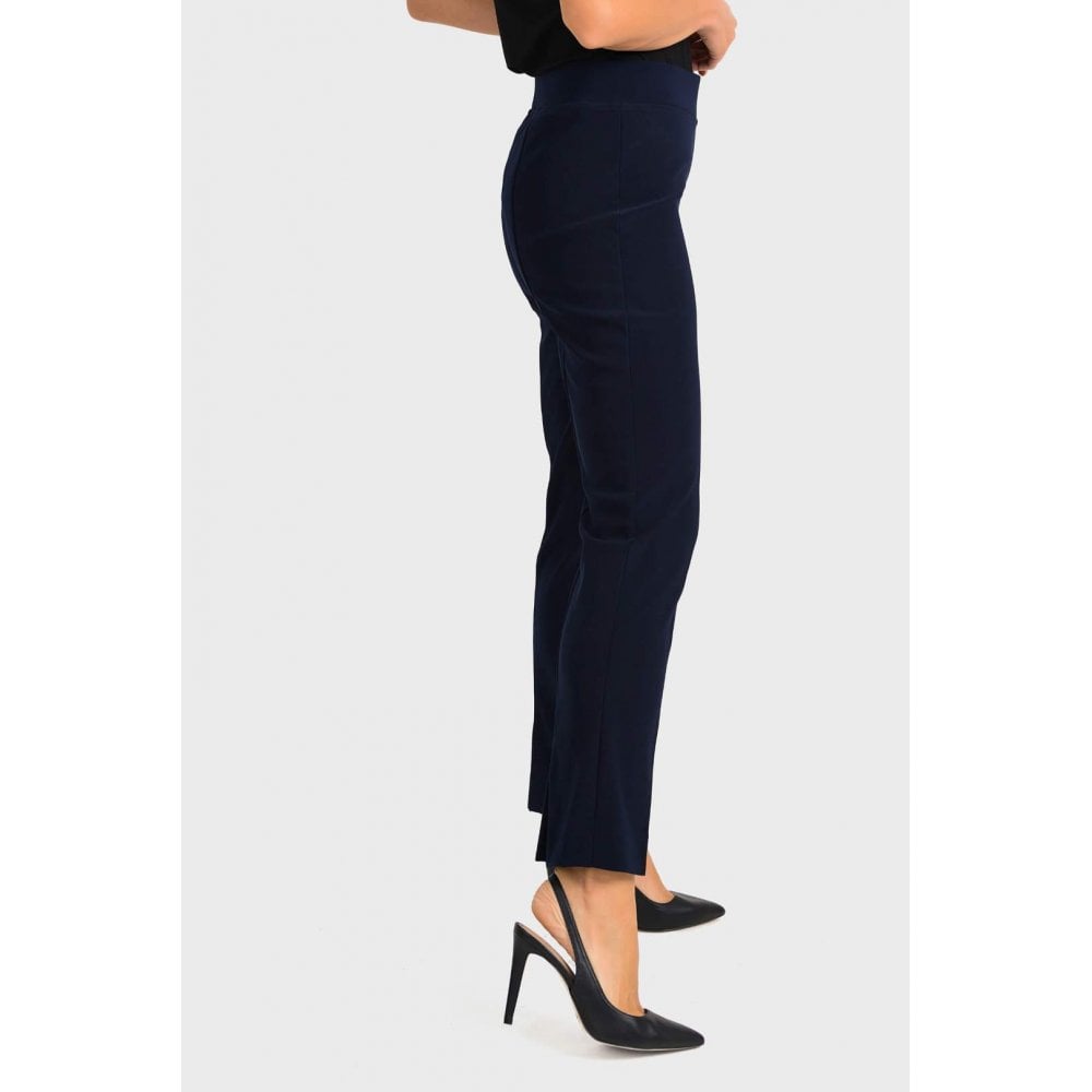 Straight Leg  Rear Split Hem Navy Trouser