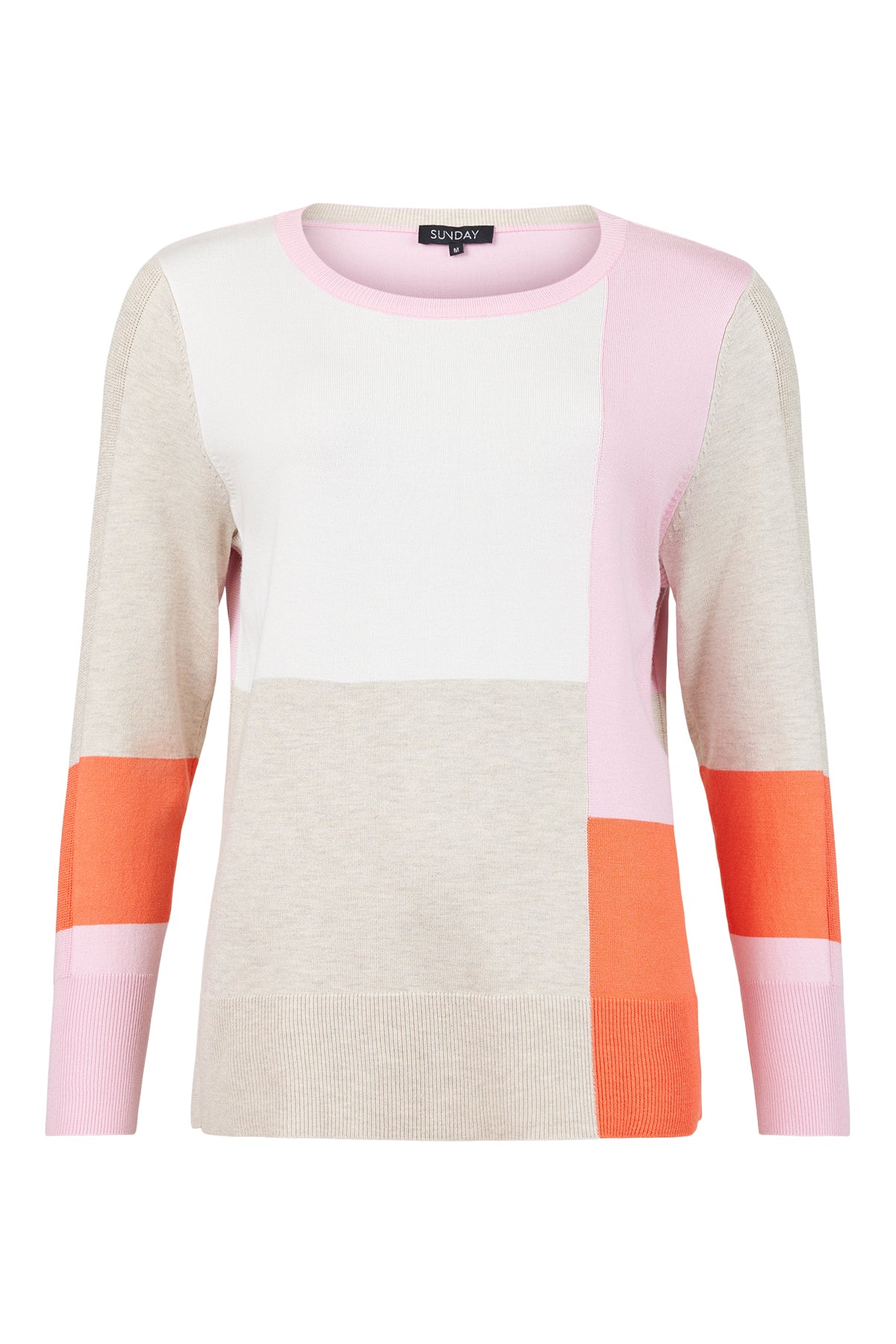 Pink Colour-block Sweater - 6215