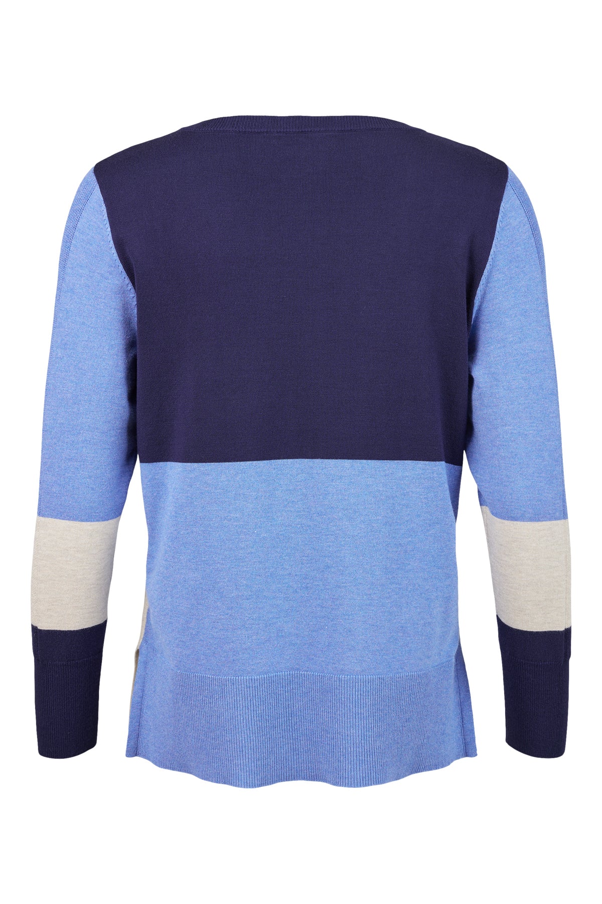 Blue Colour-block Sweater - 6215