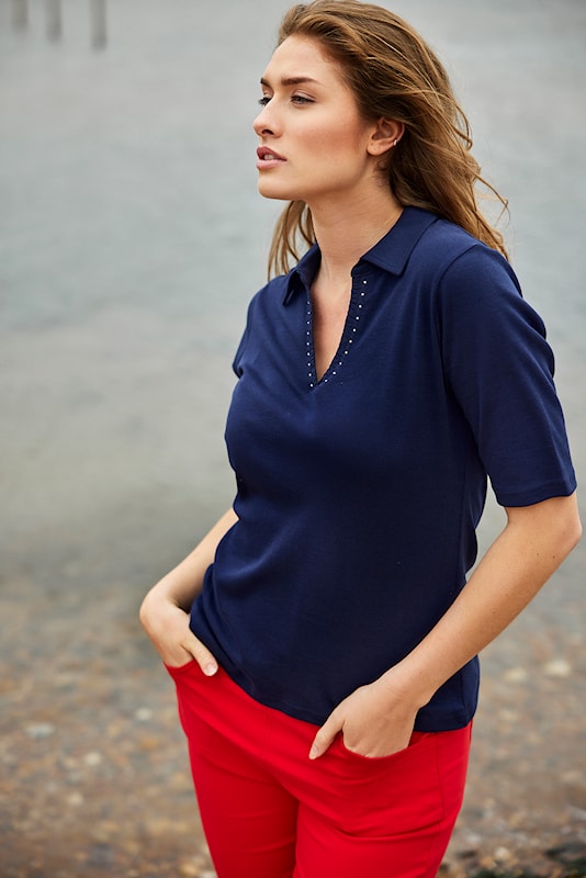 Navy Collared T-Shirt - 6434