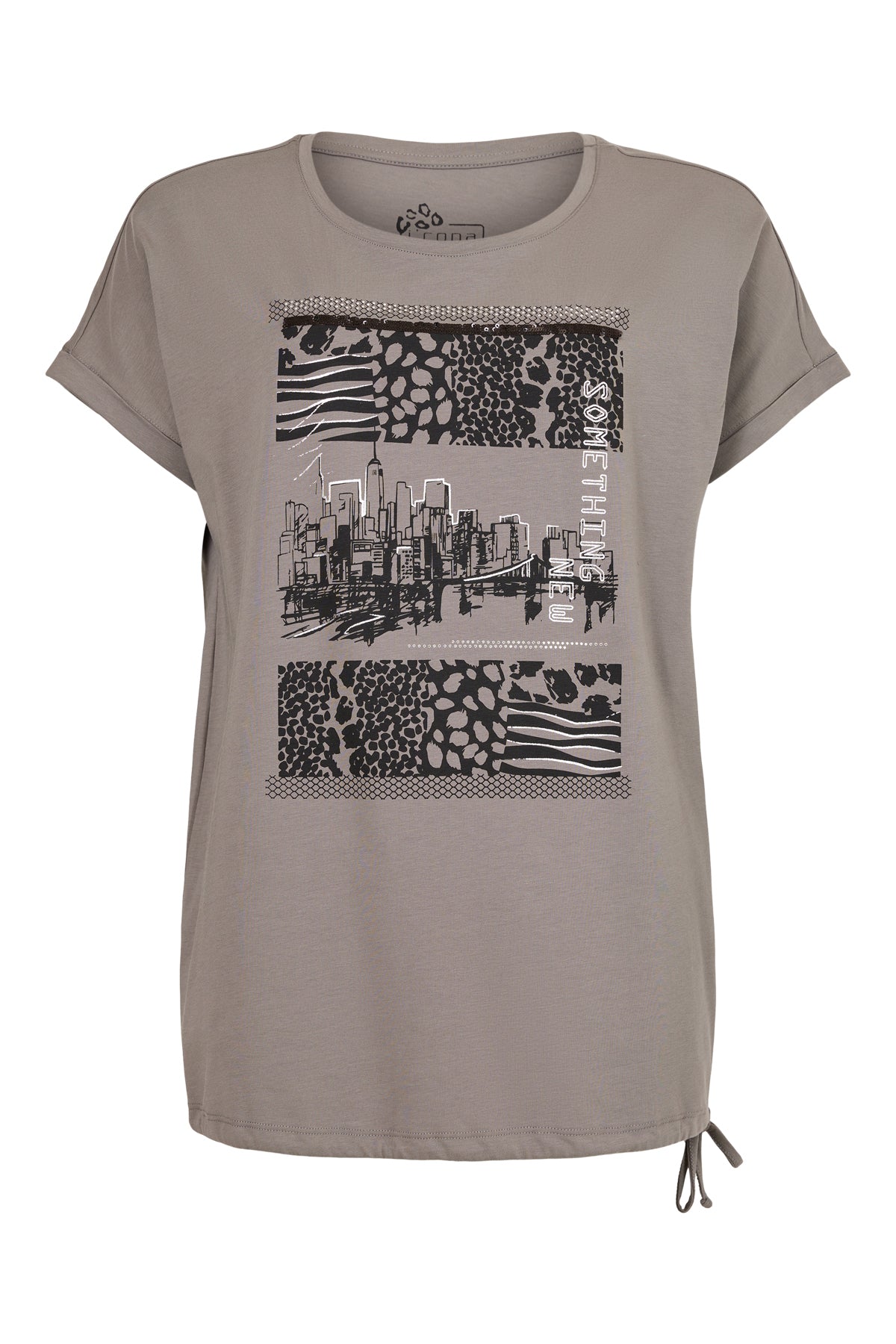 Taupe Draw Hem T-Shirt - 64324