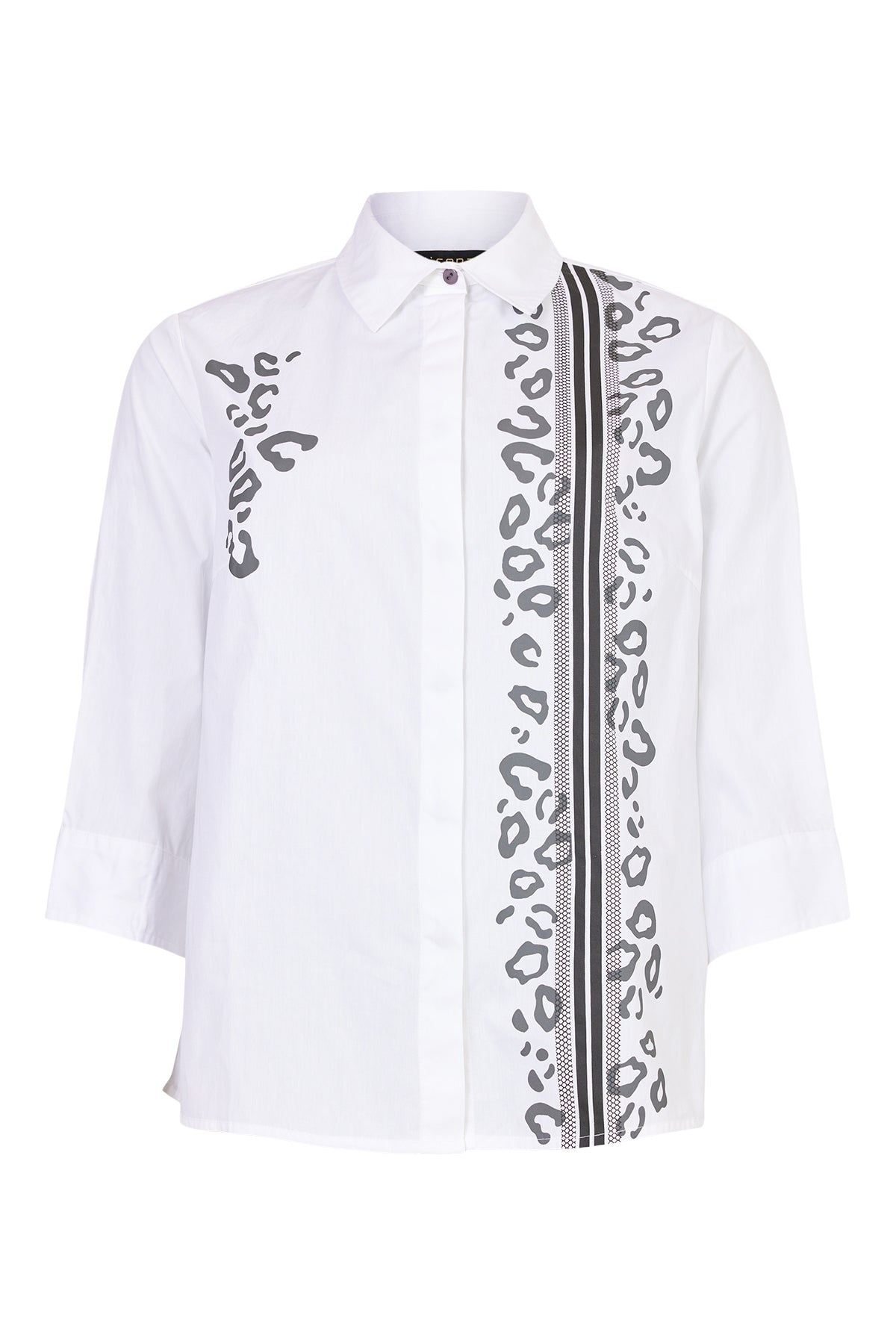 White Animal Print Stripe Shirt - 66037