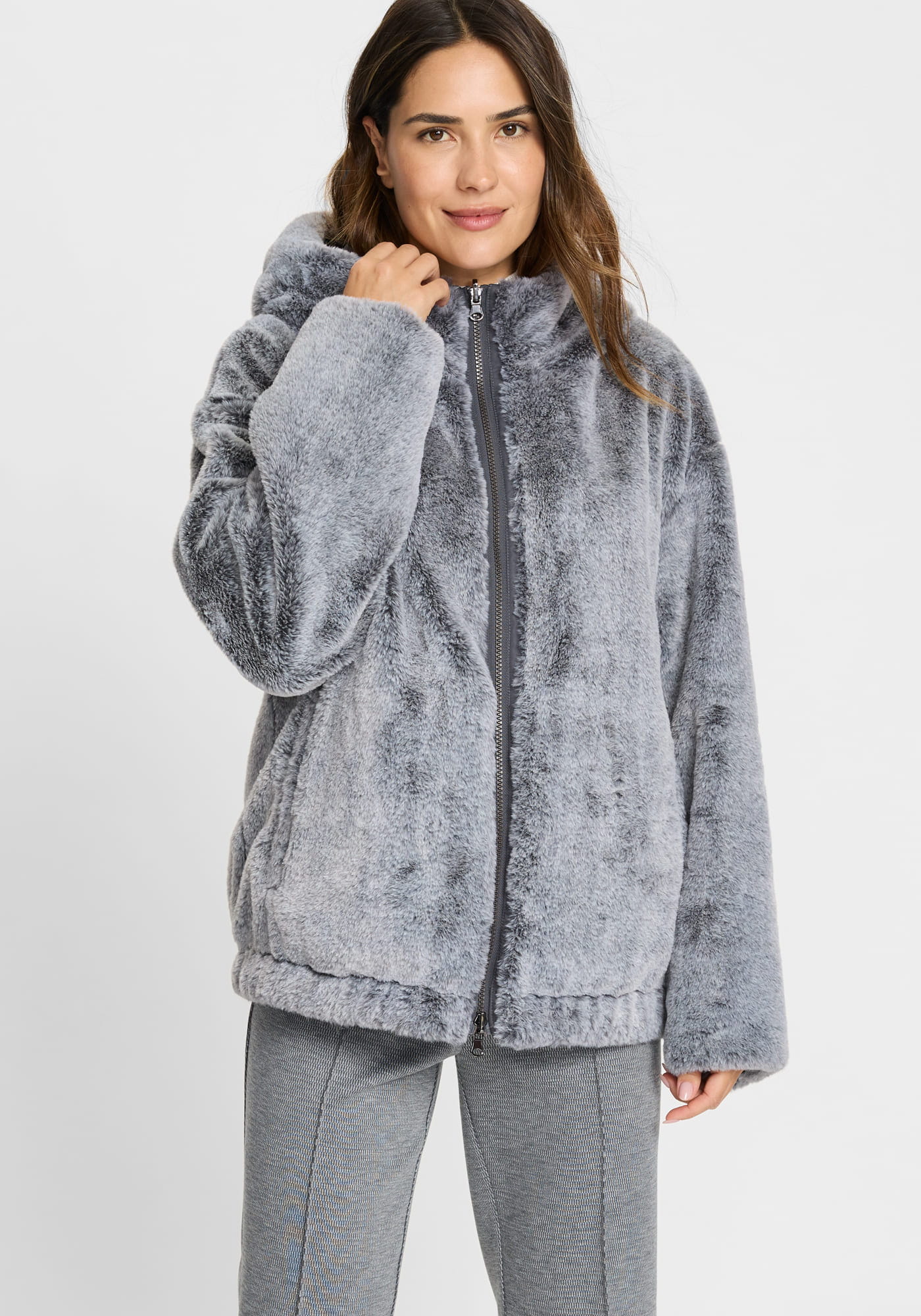 Misty Grey Faux Fur Jacket - 15101437