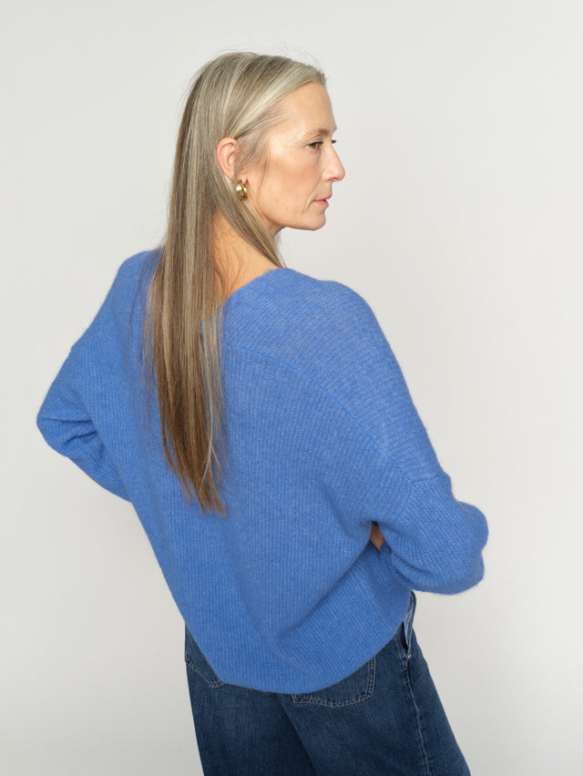 Thora Ultramarine V Neck Knit - 153900