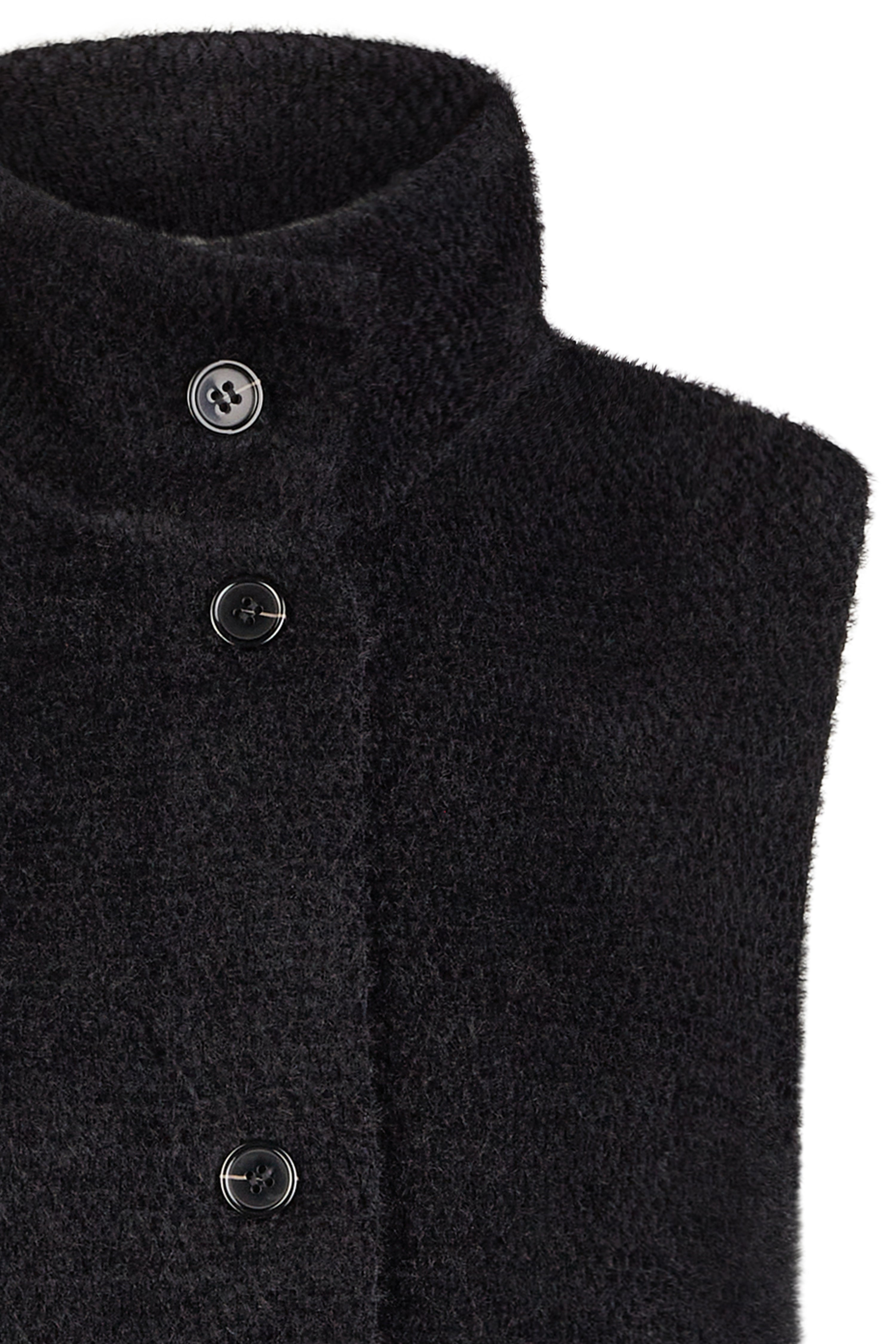 Black Textured High Neck Gilet 1576