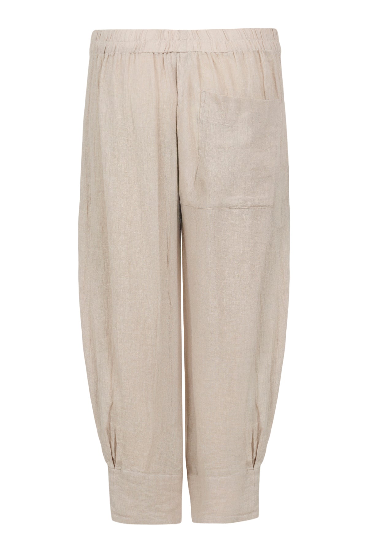 Beige Linen Tapered Hem Trousers - 81444
