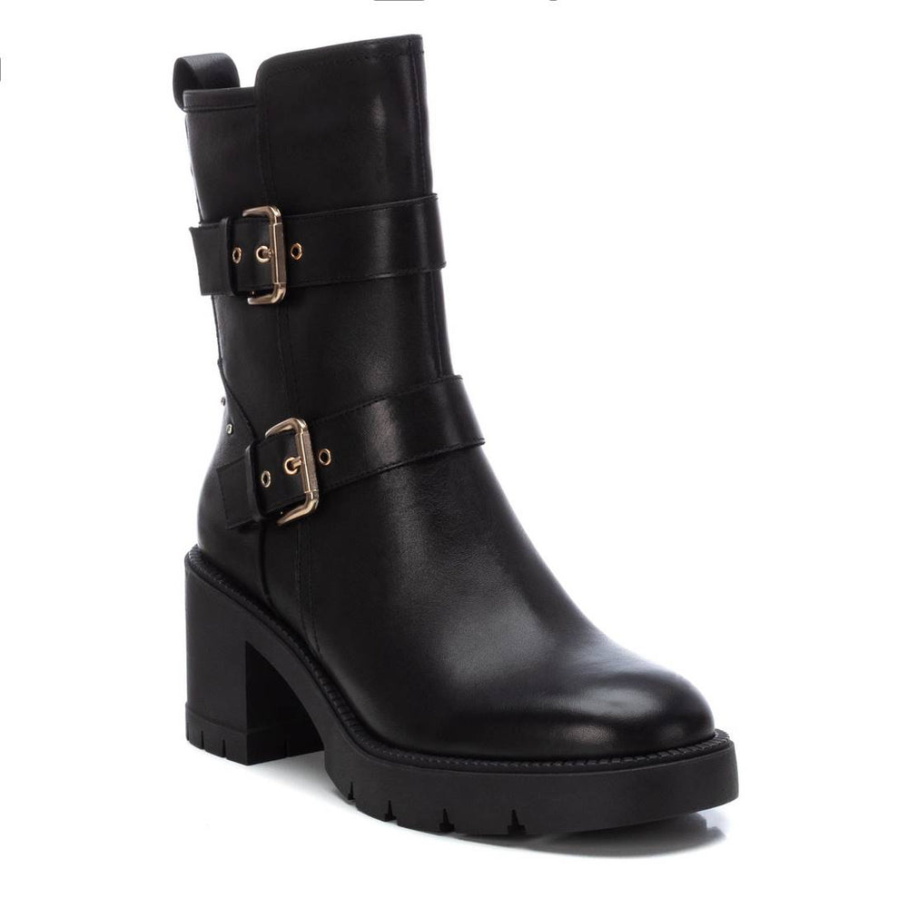 Black Leather Buckle Boot 16189601