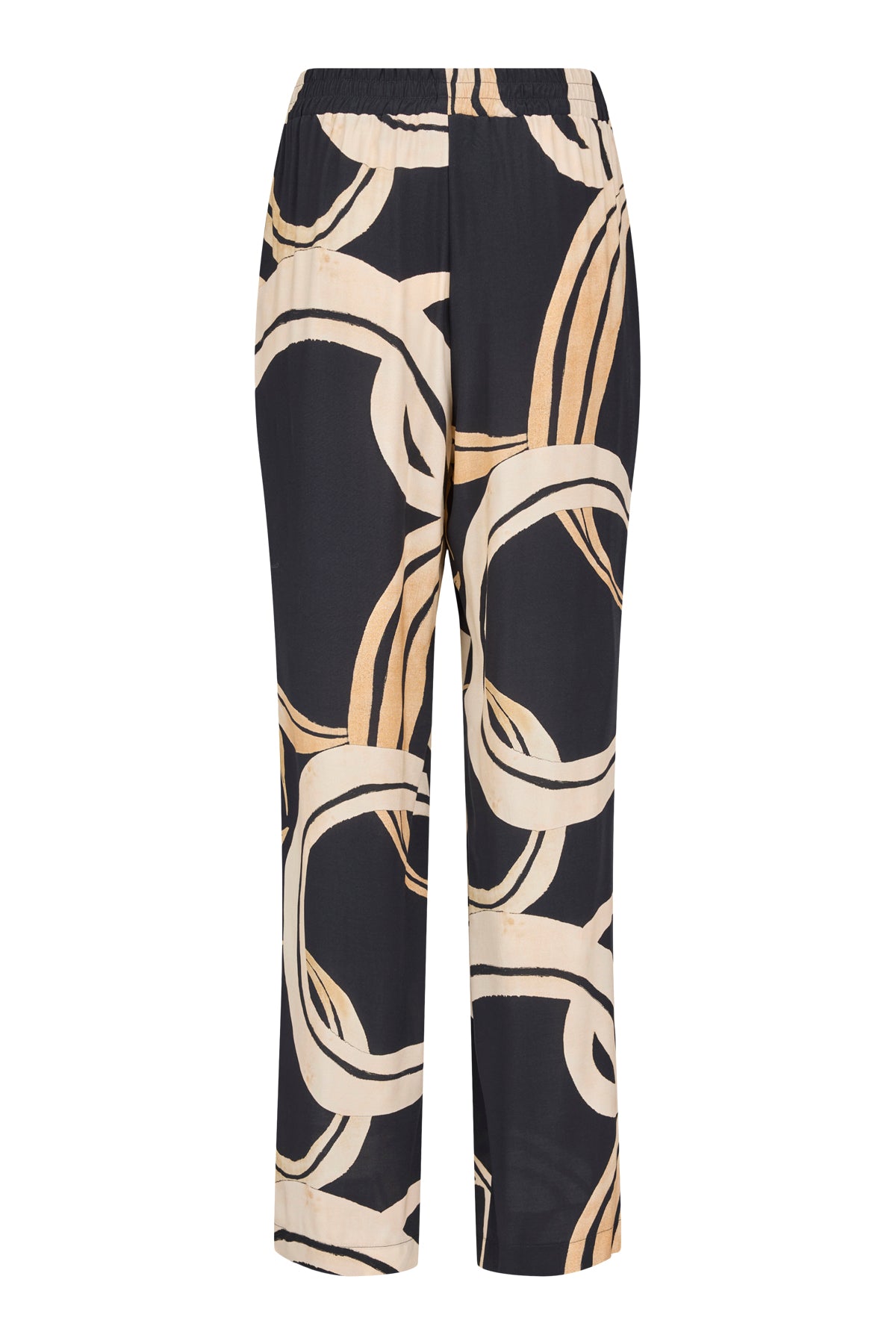 Black & Sand Circle Print Pants - 71331