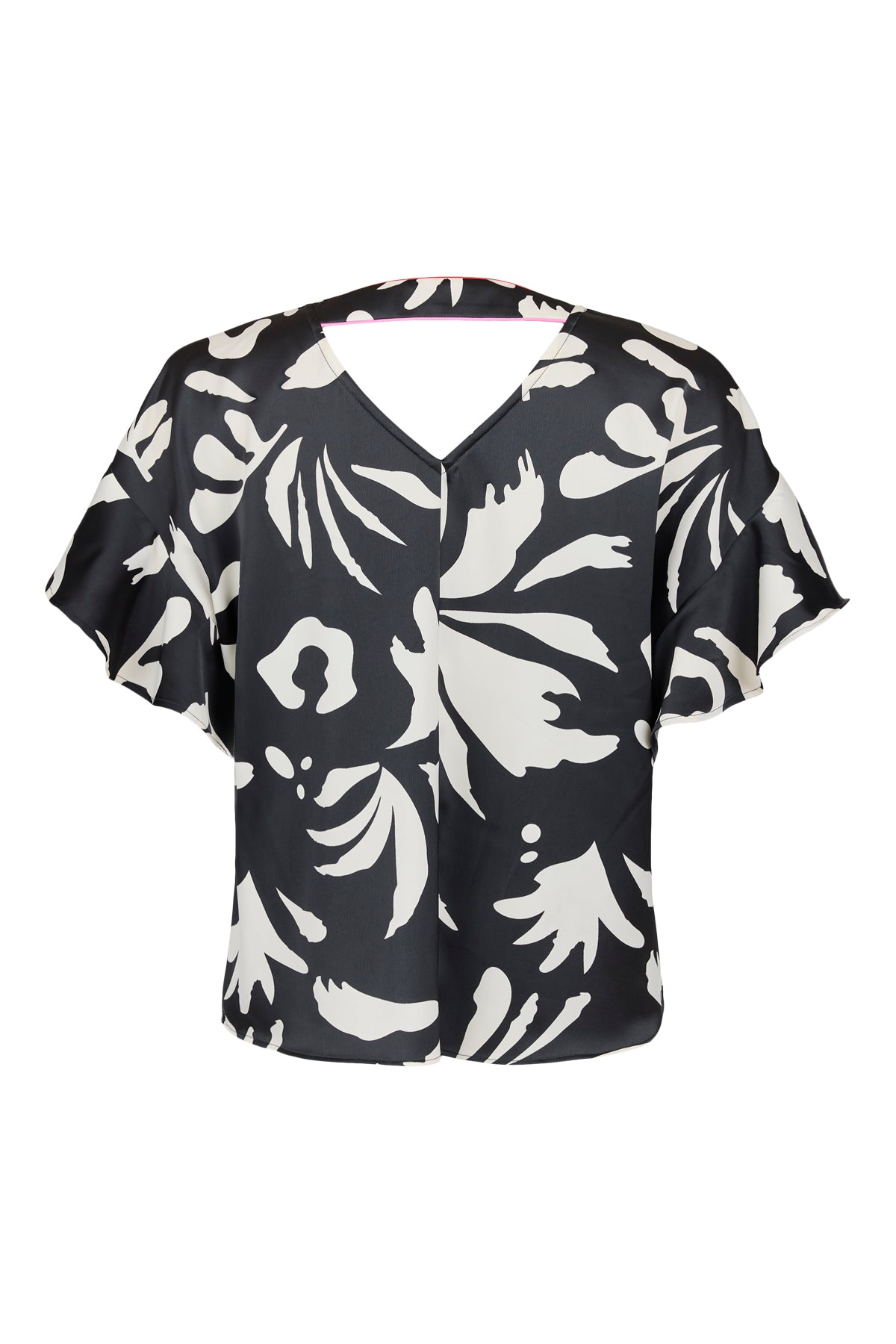 Black Print V Neck Top - 73132