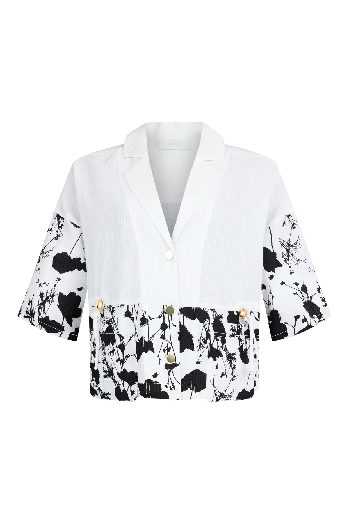 White & Black Print Jacket - 87198