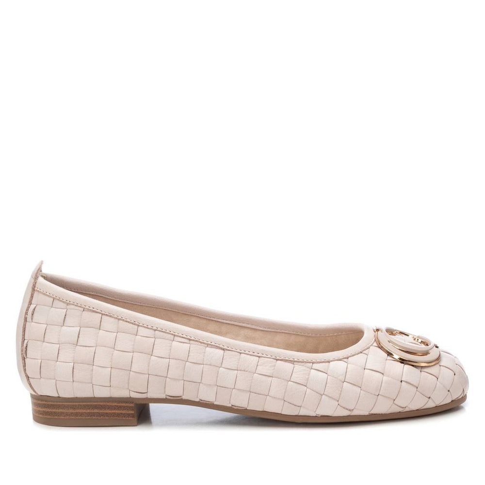 Beige Leather Ballerina Flats - 162169
