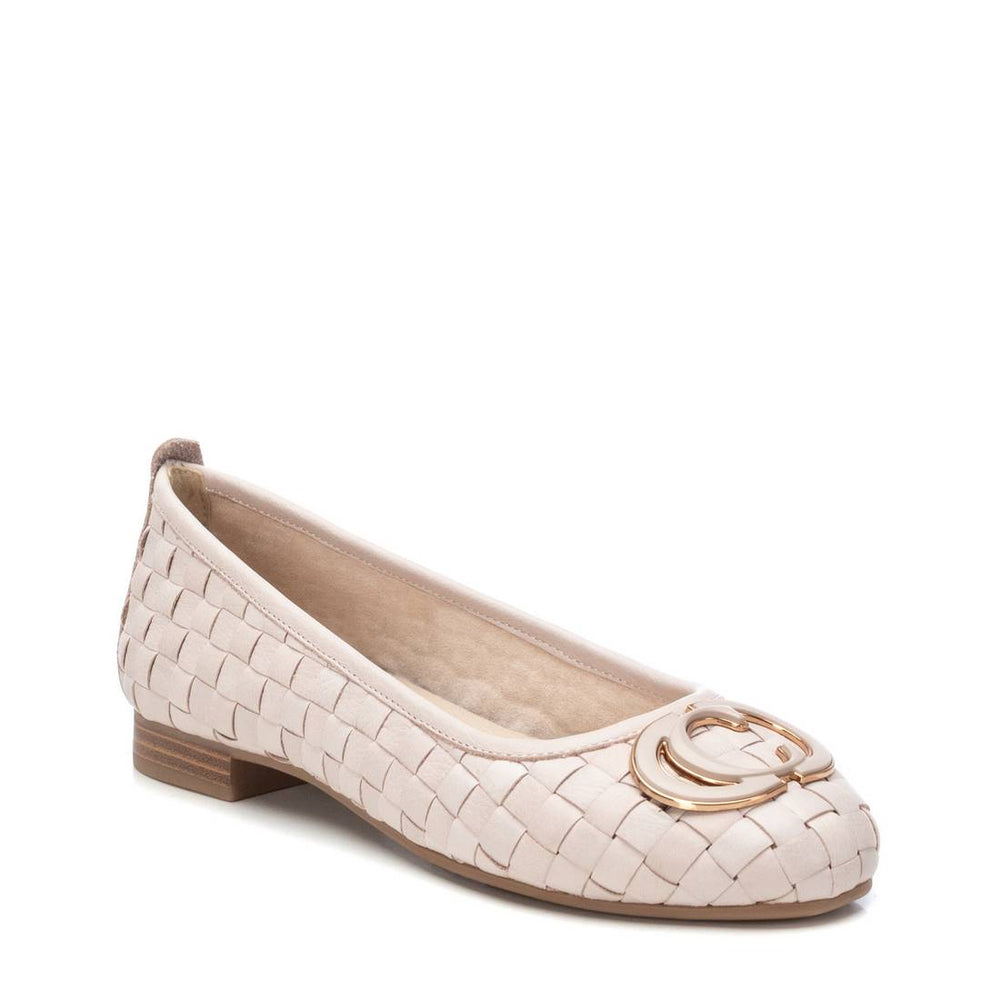 Beige Leather Ballerina Flats - 162169
