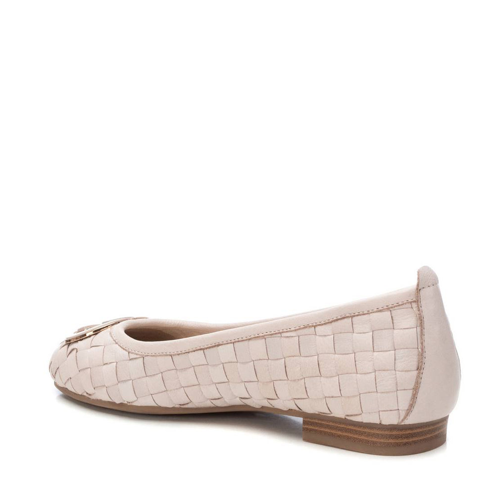 Beige Leather Ballerina Flats - 162169