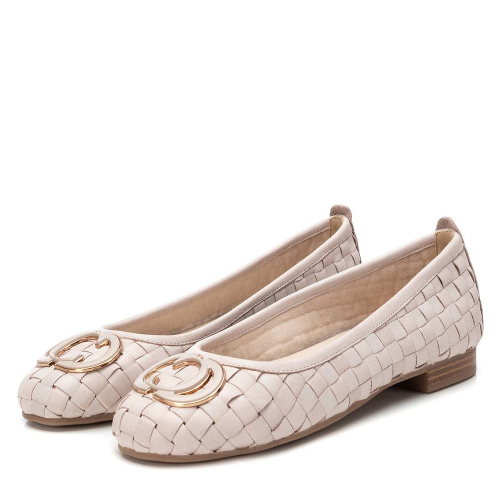 Beige Leather Ballerina Flats - 162169