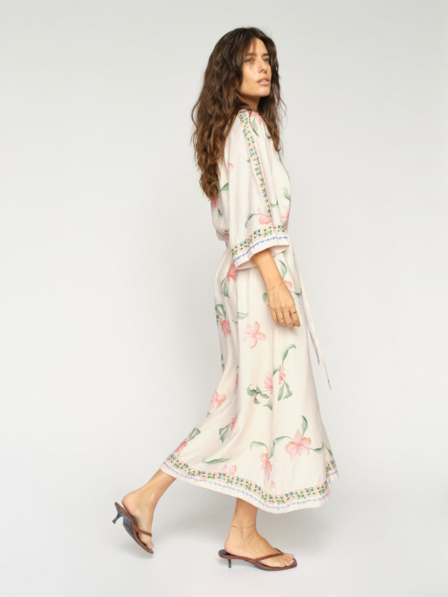 Bunno Big Orchid Ecru Dress - 177970