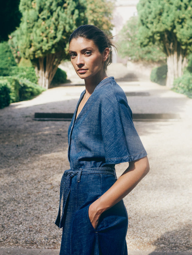 Ela Arge Dark Blue Denim Dress - 178480