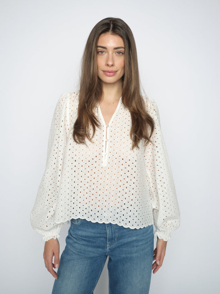White Tazzin Embo Blouse - 179550