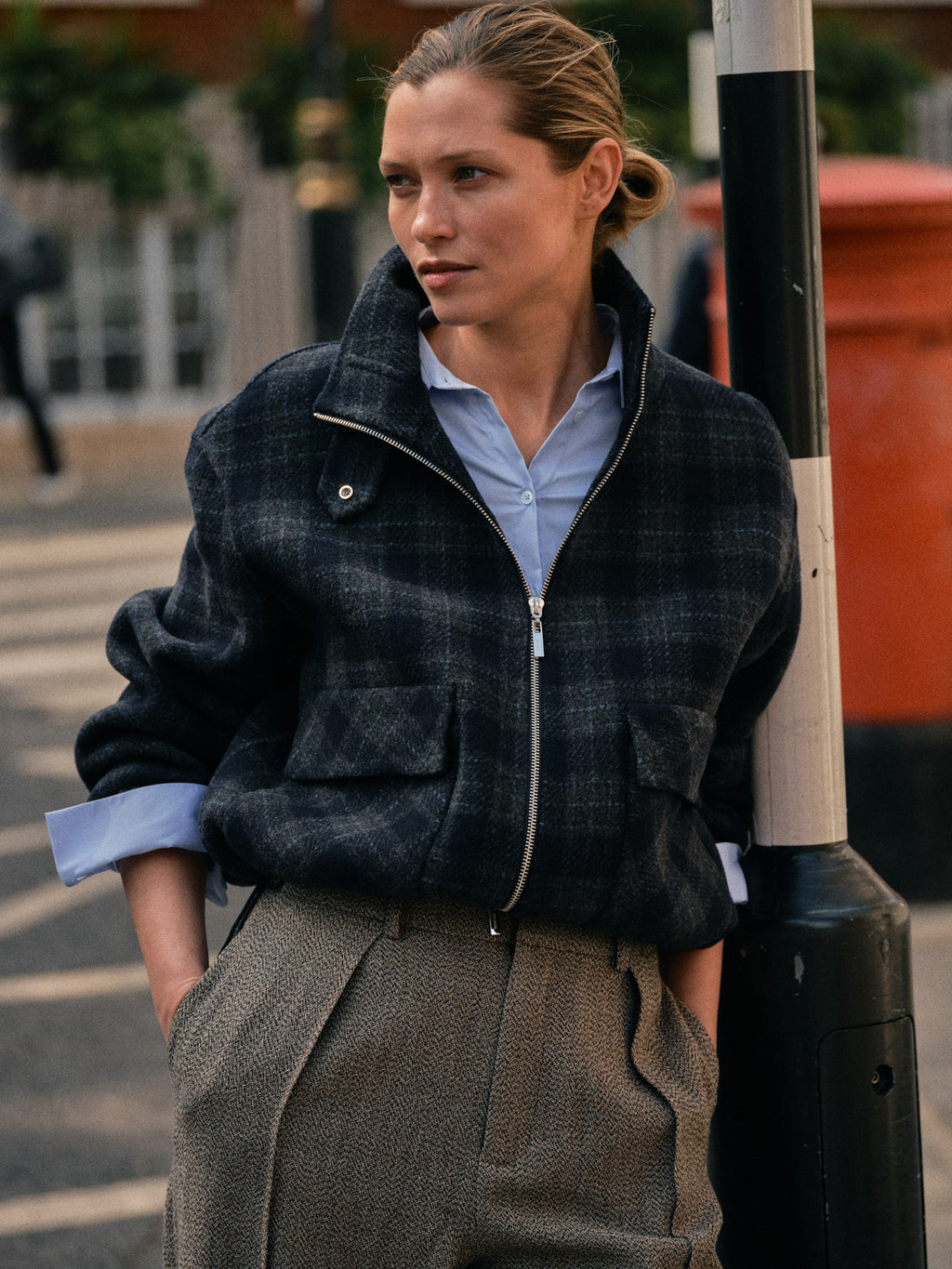 Camille Salute Navy Check Jacket - 181420