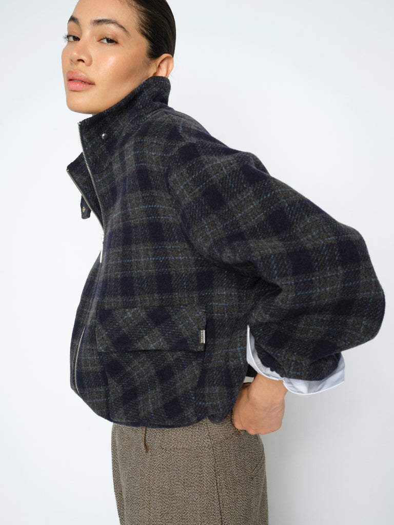 Camille Salute Navy Check Jacket - 181420