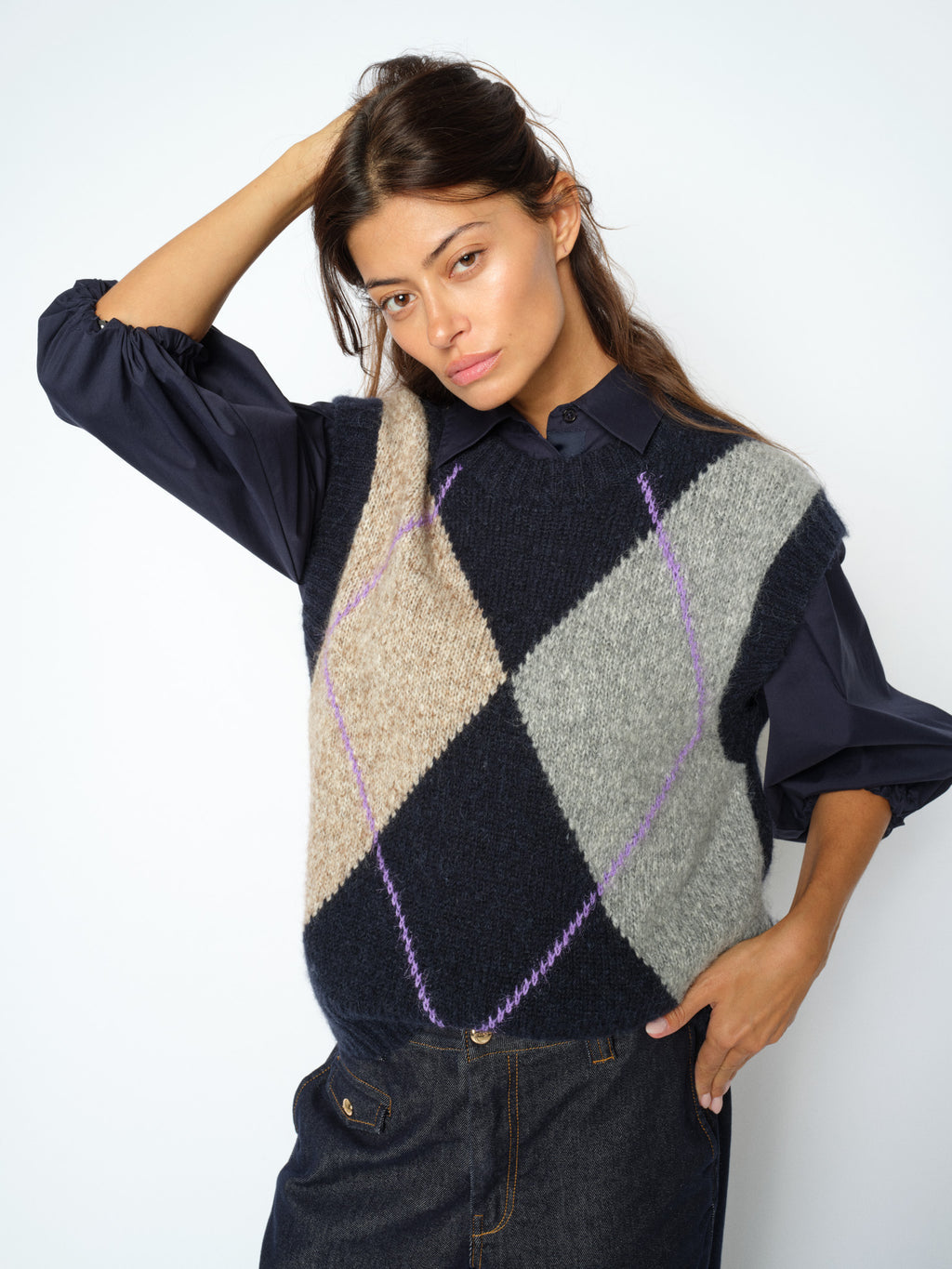 Jennine Salute Navy Knit Vest - 183090