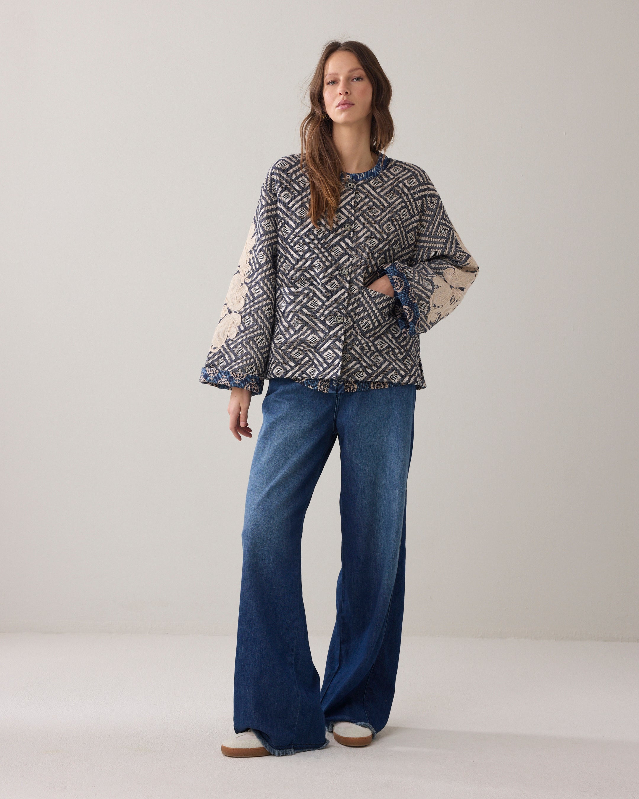 Midnight Blue Jacquard Jacket - 1S1284