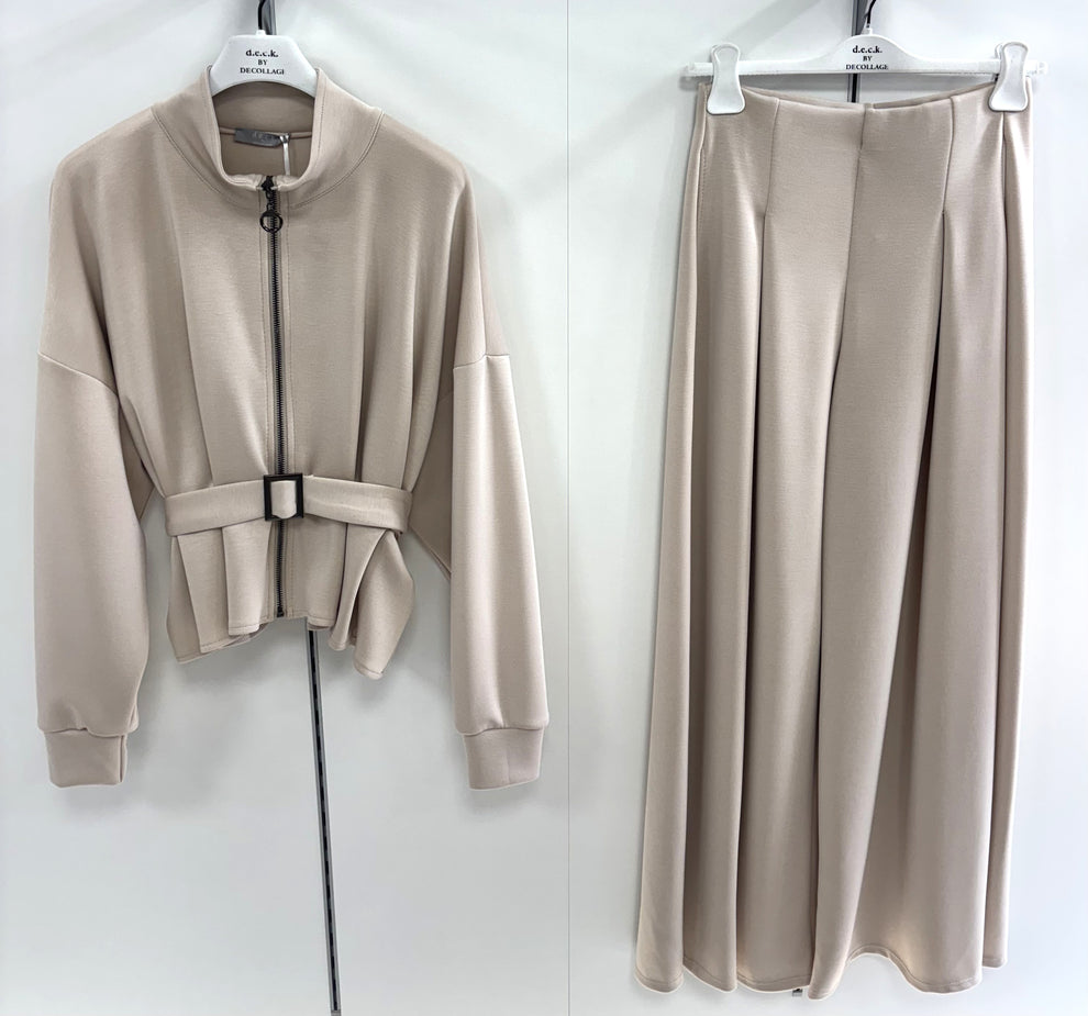 Beige Wide Leg Trousers - 20110