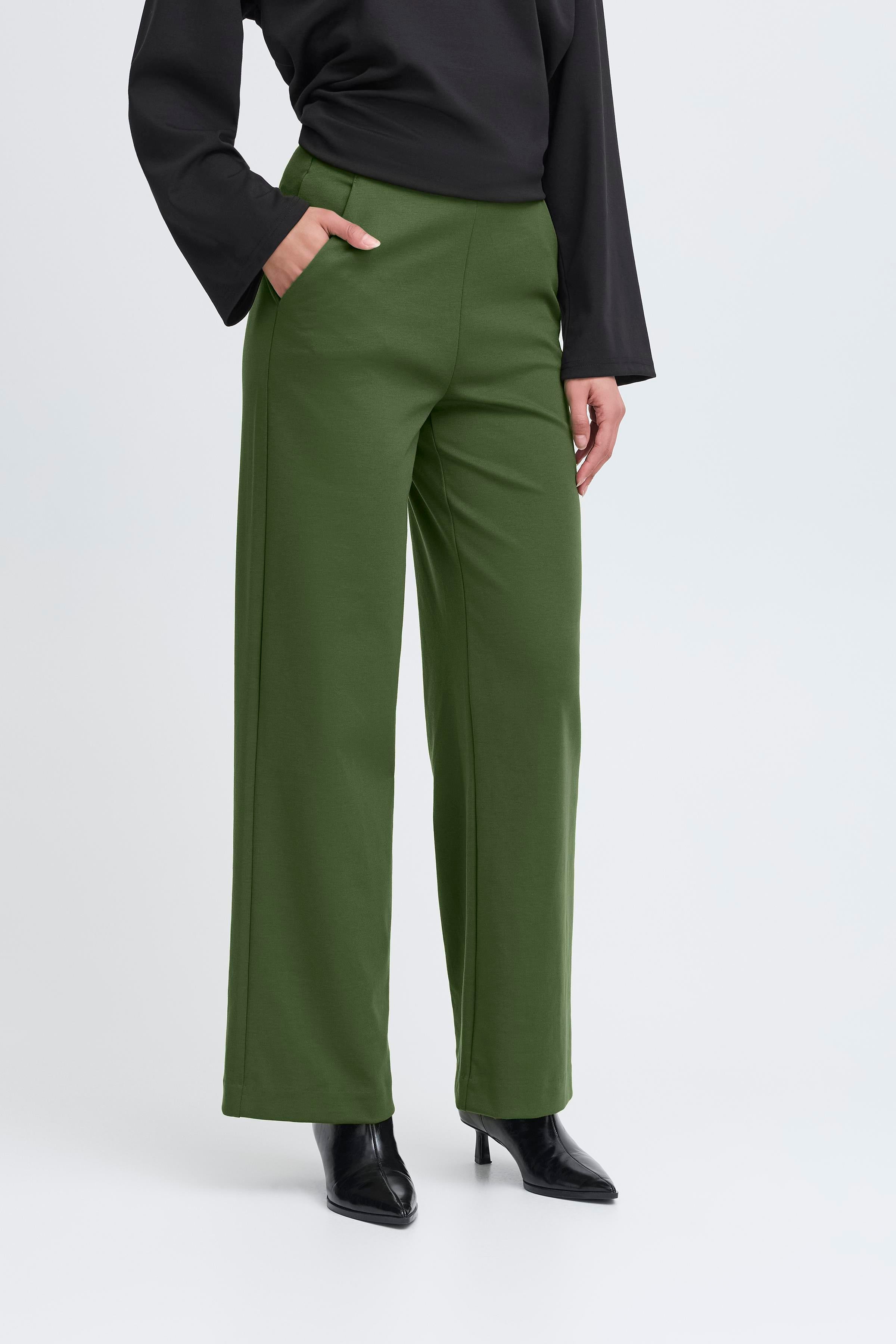 Kate Wide Rifle Green Trousers - 20123476