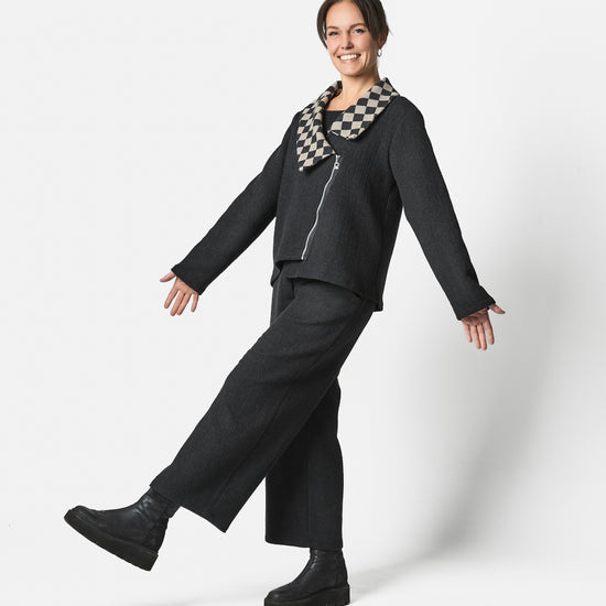 Black Check Crincle Jacket - 2132